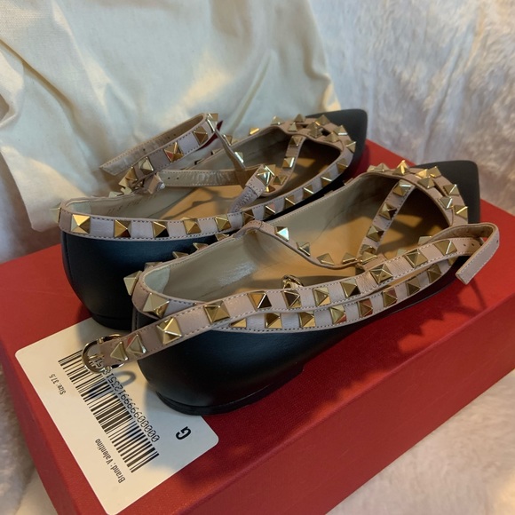 Valentino black Rockstud Caged Patent Flat - Picture 4 of 7